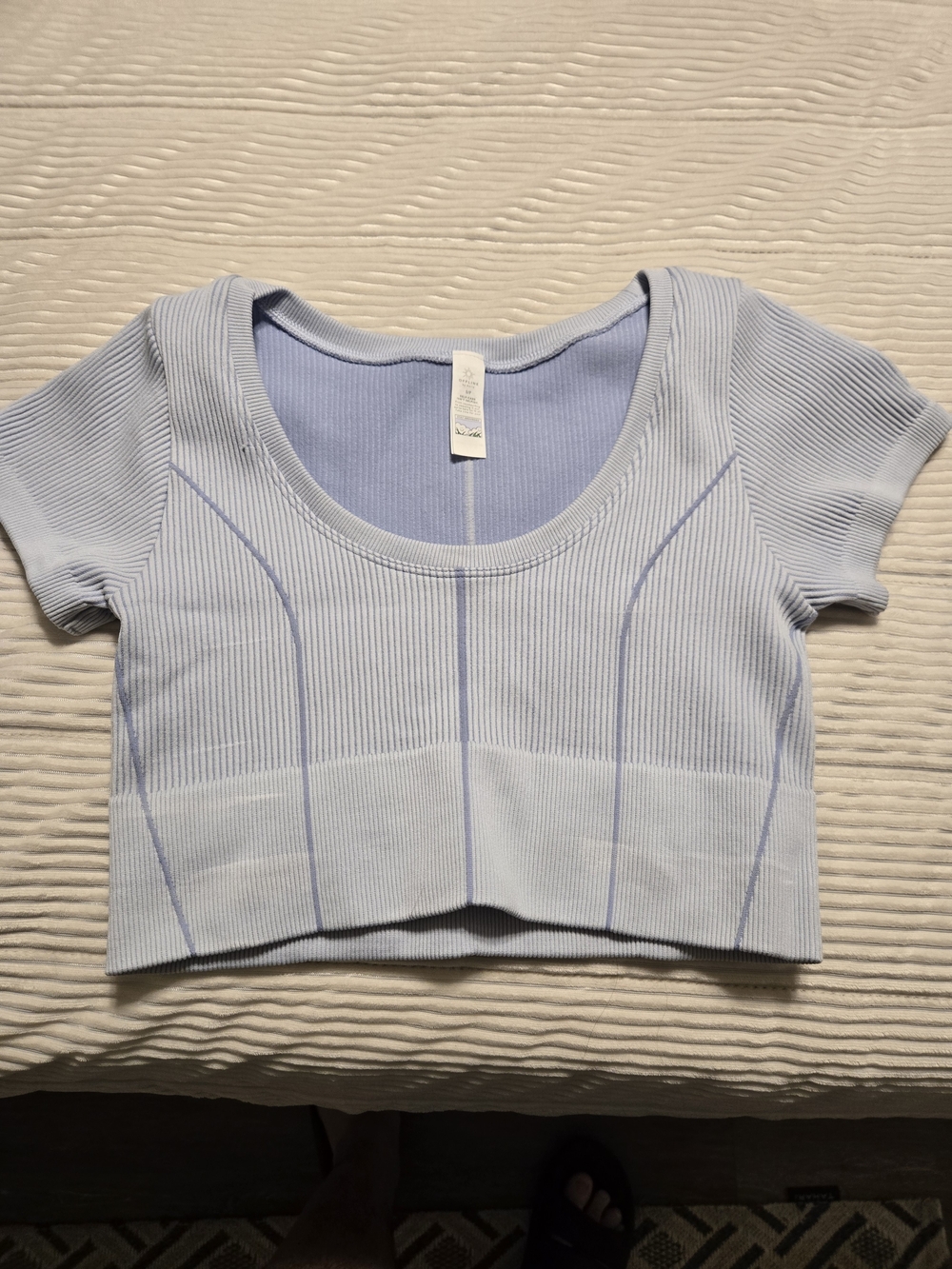 Offline By Aarie Light Blue Ribbed Crop Top - Women